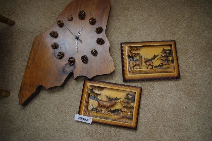 wood clock & wall art
