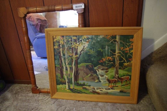 framed woodland art & mirror