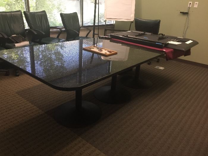 Granite top, 3 pedestal Conference Room table 