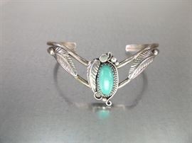 Sterling Silver Turquoise Stone Bangle Bracelet
