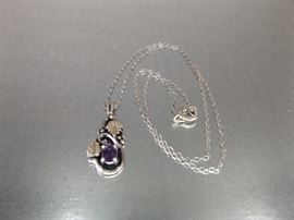 Sterling Silver Necklace and Amethyst Pendant
