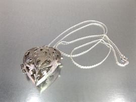 Sterling Silver Necklace and Heart Locket Pendant
