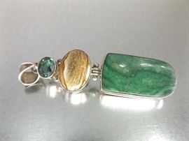Sterling Silver Real Stone Pendant
