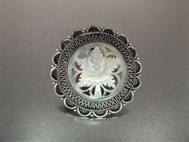 Sterling Silver Mother of Pearl Flower Brooch
