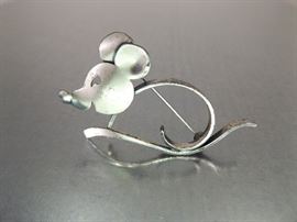 Sterling Silver Mouse Brooch Signed Beau
