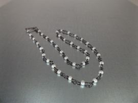 Antique Freshwater Sterling Silver Seed Pearl Necklace
