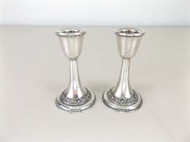 2 Sterling Silver Israeli Shabbat Candle Sticks
