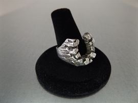 Sterling Silver Mens Size 10 Horseshoe Nugget Ring
