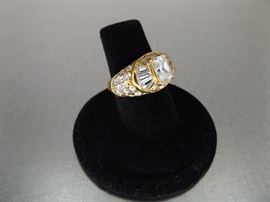 Sterling Silver Gold Plated Size 6 Cubic Zirconia Ring
