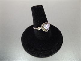 Sterling Silver Size 7 Amethyst Heart Ring
