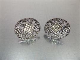 Sterling Silver Marcasite Pierced Earrings
