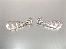 Sterling Silver Modernistic Designer Pierced Earrings
