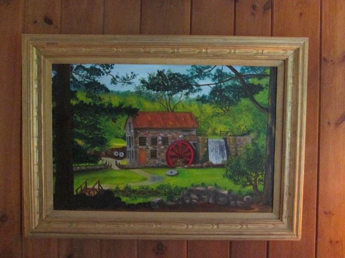 Grist mill oil painting