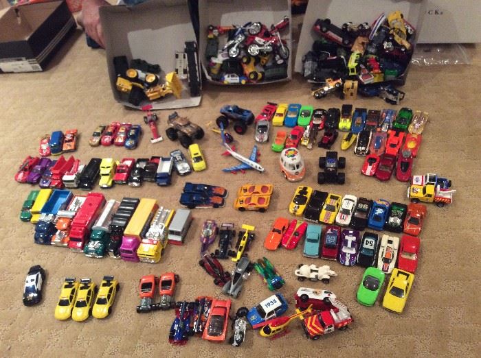 Did someone say diecast toy cars? There are a ton of Matchbox, Hot Wheels and other type of cars. This is just a small portion of the collection
