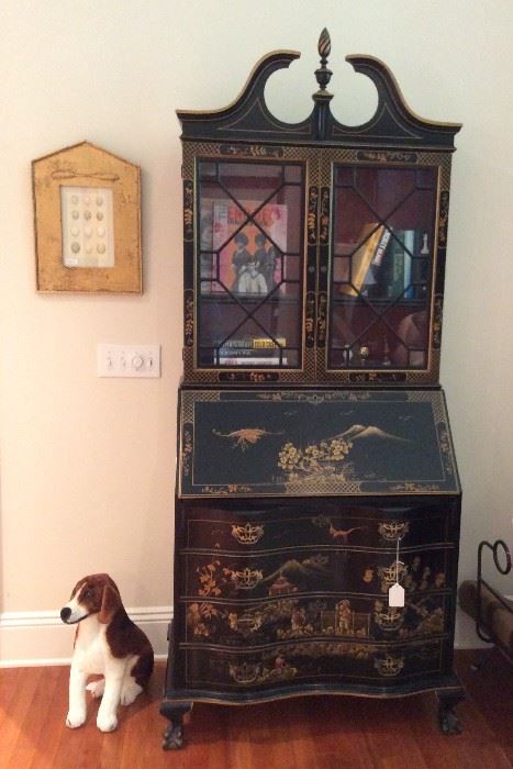 Vintage Secretary with Books and Small Collectibles