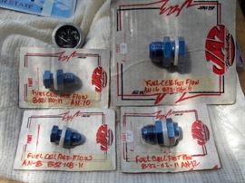 Steward Warner Oil Temp Gauge, Jaz anodized fittings, AN-8, AN-10, AN-11, AN-12  NOS  