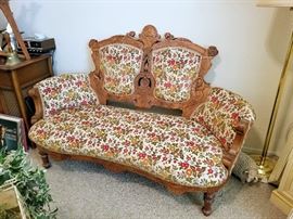Antique French Provincial Ornate Carving Settee Loveseat
