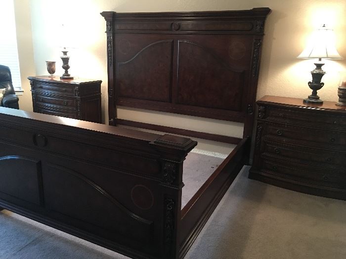 Eastern Legends bedroom set. This picture features the king size bed - head, foot board & side rails. 