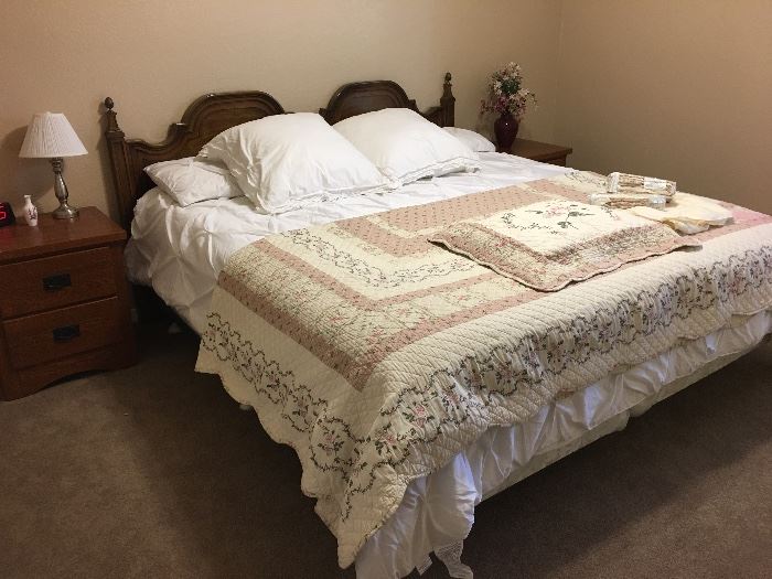 King bed including mattress and night stand