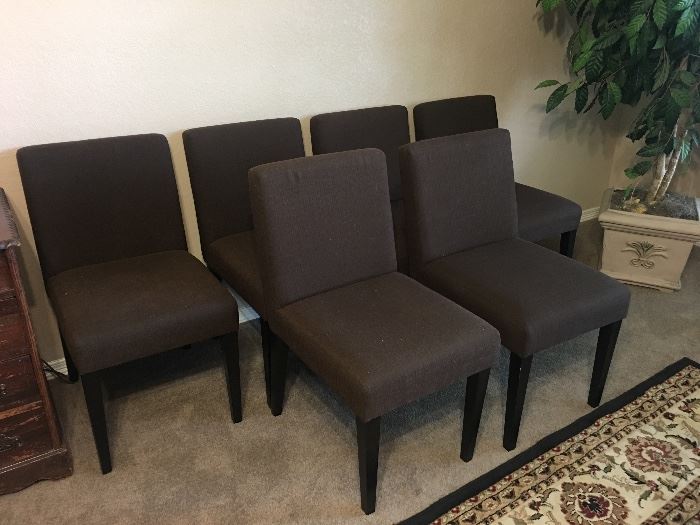Set of 6 brown chairs from West Elm. 