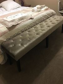 Z galleries bench with beige velvet upholstery 
