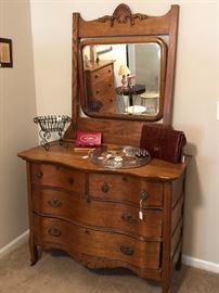Vintage Bow Front Chest With Mirror