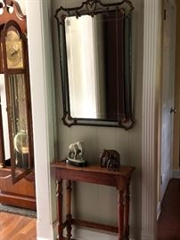 Vintage Small Handmade Table & Vintage Iron Mirror