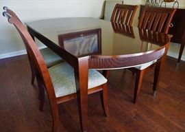 Ethan Allen dining table, chairs and matching buffet