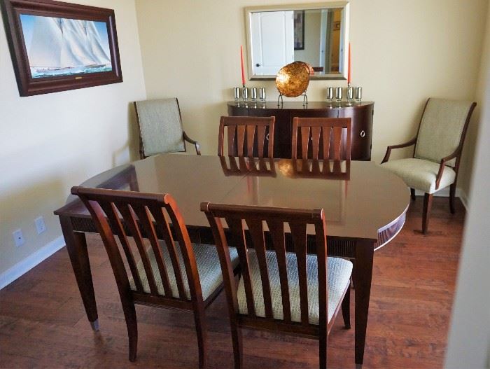 Ethan Allen dining table, chairs and matching buffet
