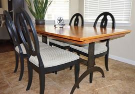 Ethan Allen metal and wood dining table and chairs
