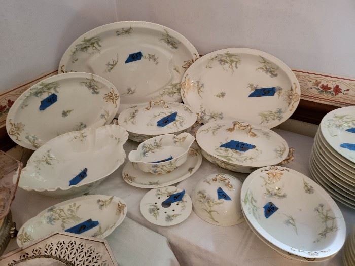 Close-up of Haviland Limoges porcelain serving pieces