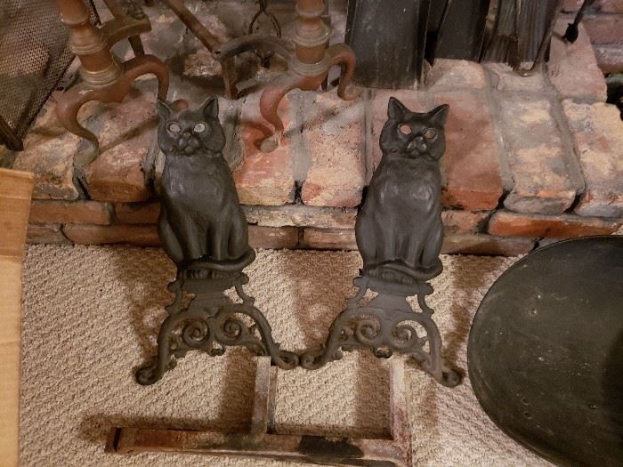 Cat fireplace irons
