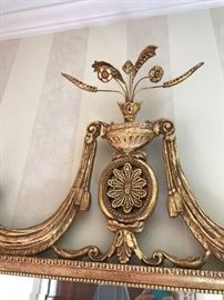 #11 gold bevel mirror w flower on top 27x52 $200.00