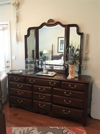 #15 harden dresser w mirror 12 drawers 71x20x33 mirror 56x48 $425.00