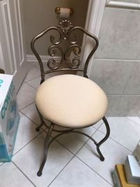 #23 metal vanity stool with back $75.00