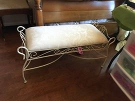 #33 white bench metal w seat 36x14x18 $100.00