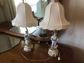 #35 pair of lady / man porcelain lamps 20 tall $150.00