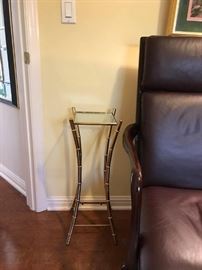 #38 gold and glass top small table $35.00