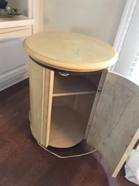 #29 round end table w door 20x26 as is laminate $65.00