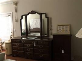 #15 harden dresser w mirror 12 drawers 71x20x33 mirror 56x48 $425.00