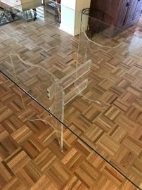 LUCITE TABLE BASE (GLASS TABLE TOP)