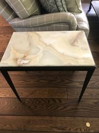 Iron and Marble side table from the Mart $300