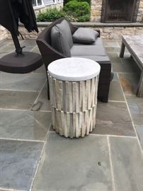 RH round stone side tables $300 for pair