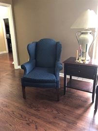 Blue wingback chair