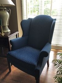 Blue wingback chair