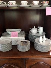 Fine china serving for 12 with serving pieces