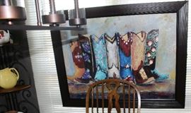 A beautiful large picture of boots with different colors.  Goes great with the everyday china.
