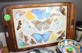A tray or wall hanging of butterflies. Came from Brazil.