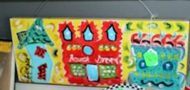 Hand painted picture in kitchen.