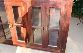 Mission cabinet with glass doors.